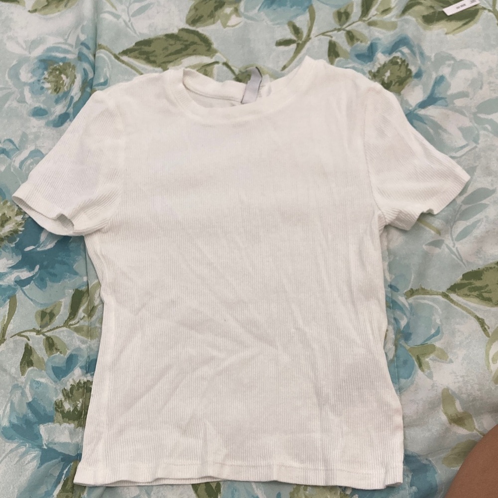 Divided Cream Ribbed Short Sleeve Tee